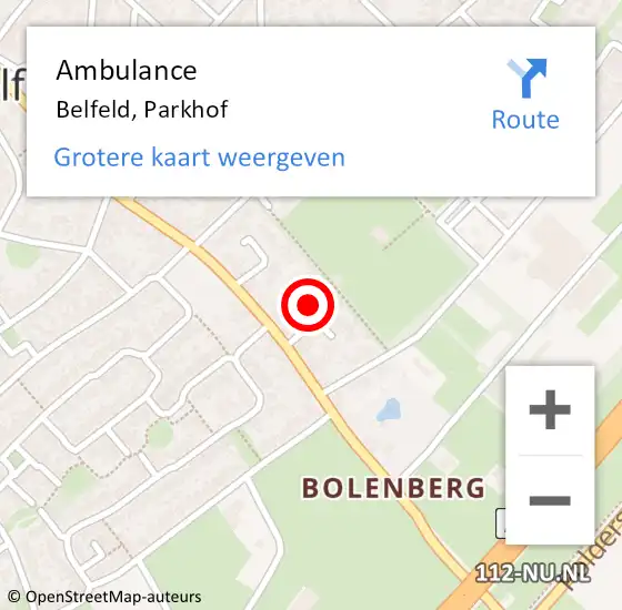 Locatie op kaart van de 112 melding: Ambulance Belfeld, Parkhof op 25 februari 2016 15:20