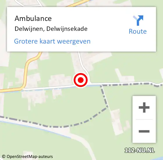 Locatie op kaart van de 112 melding: Ambulance Delwijnen, Delwijnsekade op 25 februari 2016 15:33