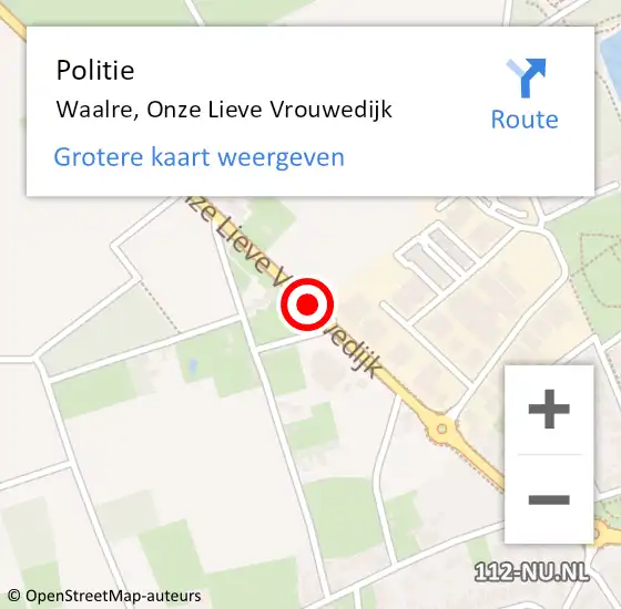 Locatie op kaart van de 112 melding: Politie Waalre, Onze Lieve Vrouwedijk op 25 februari 2016 16:42