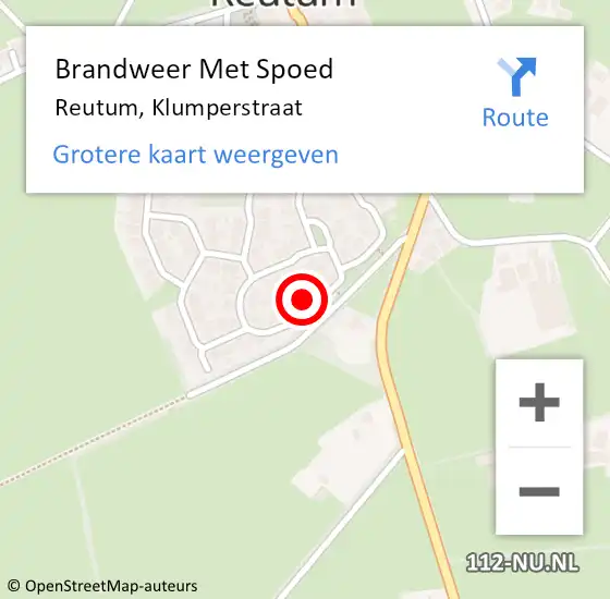 Locatie op kaart van de 112 melding: Brandweer Met Spoed Naar Reutum, Klumperstraat op 25 februari 2016 18:03