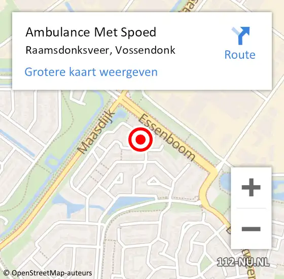 Locatie op kaart van de 112 melding: Ambulance Met Spoed Naar Raamsdonksveer, Vossendonk op 25 februari 2016 18:40