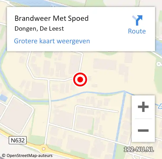 Locatie op kaart van de 112 melding: Brandweer Met Spoed Naar Dongen, De Leest op 25 februari 2016 18:41