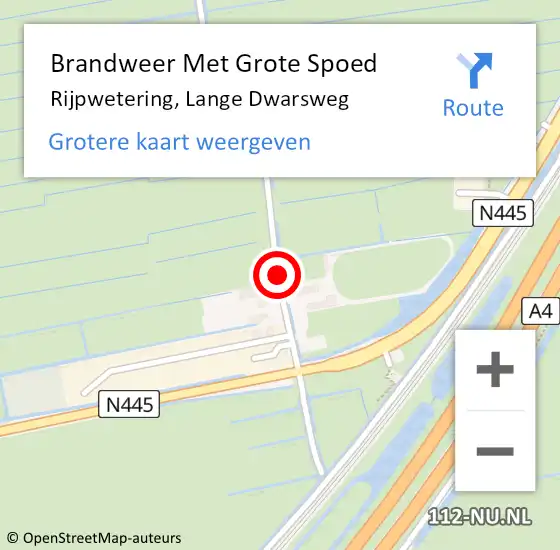 Locatie op kaart van de 112 melding: Brandweer Met Grote Spoed Naar Rijpwetering, Lange Dwarsweg op 25 februari 2016 18:50