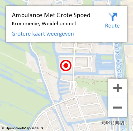 Locatie op kaart van de 112 melding: Ambulance Met Grote Spoed Naar Krommenie, Weidehommel op 25 februari 2016 19:21