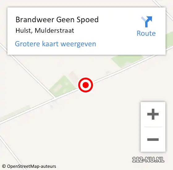 Locatie op kaart van de 112 melding: Brandweer Geen Spoed Naar Hulst, Mulderstraat op 25 februari 2016 19:34