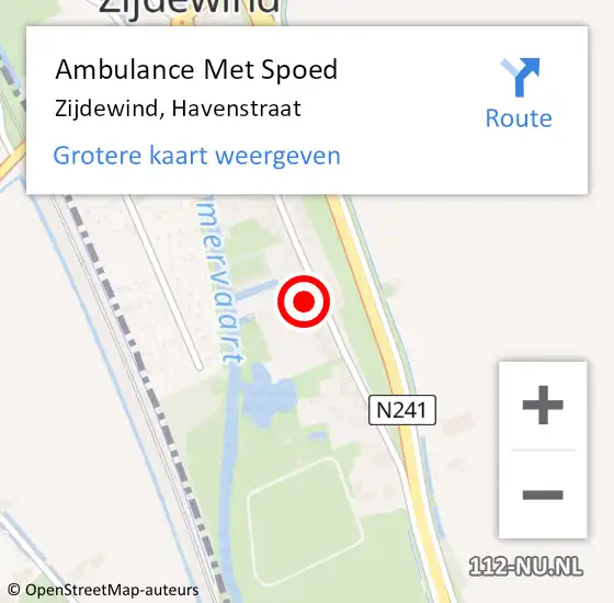 Locatie op kaart van de 112 melding: Ambulance Met Spoed Naar Zijdewind, Havenstraat op 25 februari 2016 19:59