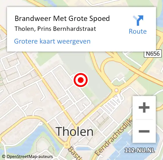 Locatie op kaart van de 112 melding: Brandweer Met Grote Spoed Naar Tholen, Prins Bernhardstraat op 25 februari 2016 21:14