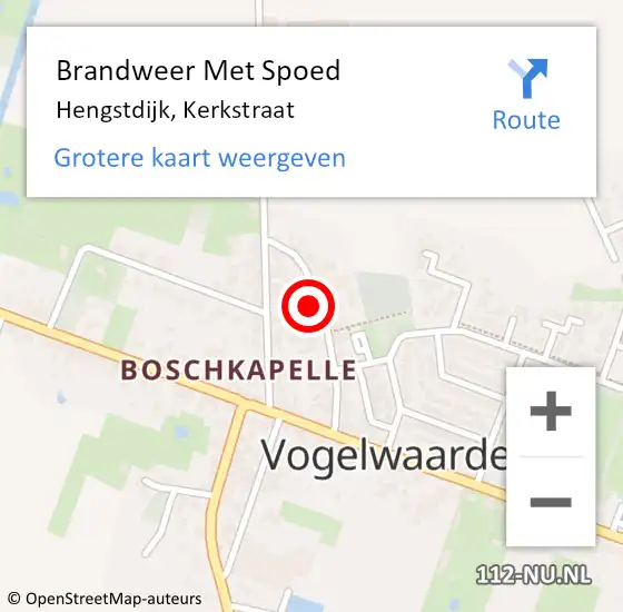 Locatie op kaart van de 112 melding: Brandweer Met Spoed Naar Hengstdijk, Kerkstraat op 25 februari 2016 22:07