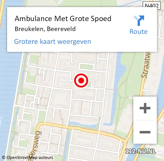 Locatie op kaart van de 112 melding: Ambulance Met Grote Spoed Naar Breukelen, Beereveld op 25 februari 2016 22:44