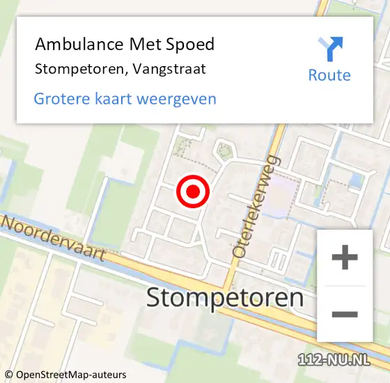 Locatie op kaart van de 112 melding: Ambulance Met Spoed Naar Stompetoren, Vangstraat op 25 februari 2016 22:45