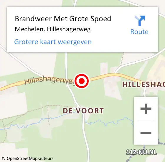 Locatie op kaart van de 112 melding: Brandweer Met Grote Spoed Naar Mechelen, Hilleshagerweg op 26 februari 2016 00:38