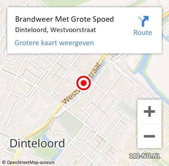 Locatie op kaart van de 112 melding: Brandweer Met Grote Spoed Naar Dinteloord, Westvoorstraat op 26 februari 2016 05:26