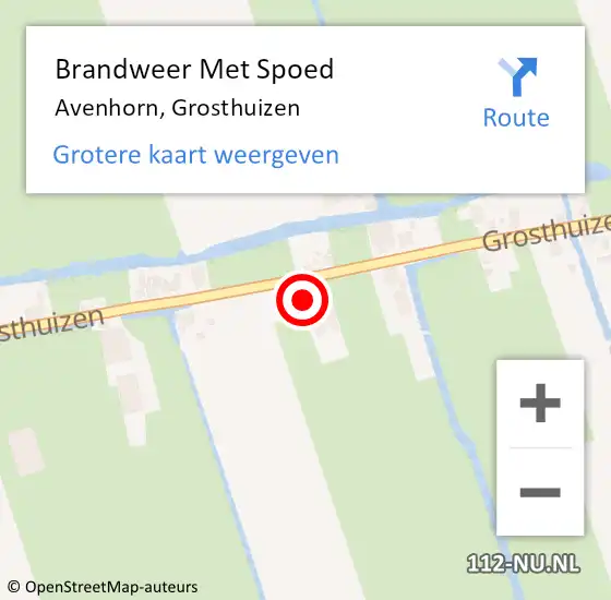 Locatie op kaart van de 112 melding: Brandweer Met Spoed Naar Avenhorn, Grosthuizen op 15 september 2013 08:36