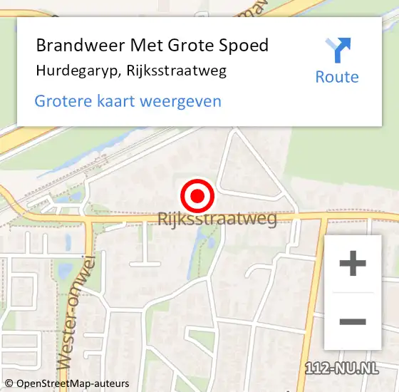 Locatie op kaart van de 112 melding: Brandweer Met Grote Spoed Naar Noardburgum, Rijksstraatweg op 26 februari 2016 07:18