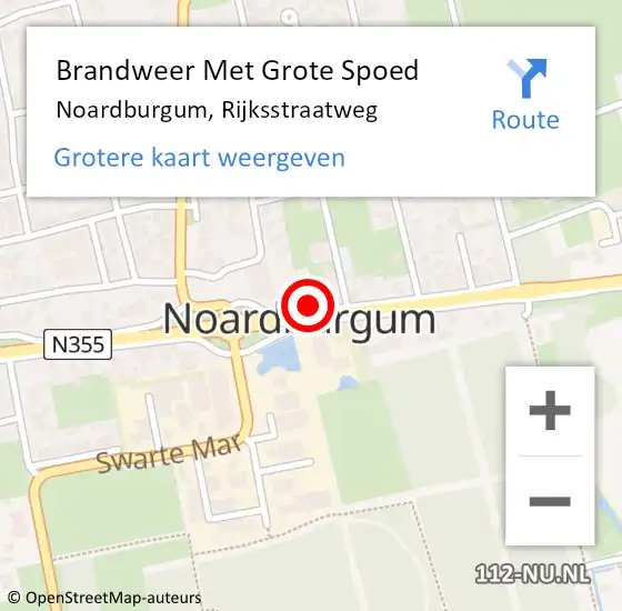 Locatie op kaart van de 112 melding: Brandweer Met Grote Spoed Naar Noardburgum, Rijksstraatweg op 26 februari 2016 07:21