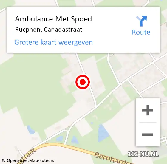 Locatie op kaart van de 112 melding: Ambulance Met Spoed Naar Rucphen, Canadastraat op 26 februari 2016 07:29