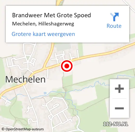 Locatie op kaart van de 112 melding: Brandweer Met Grote Spoed Naar Mechelen, Hilleshagerweg op 26 februari 2016 07:33