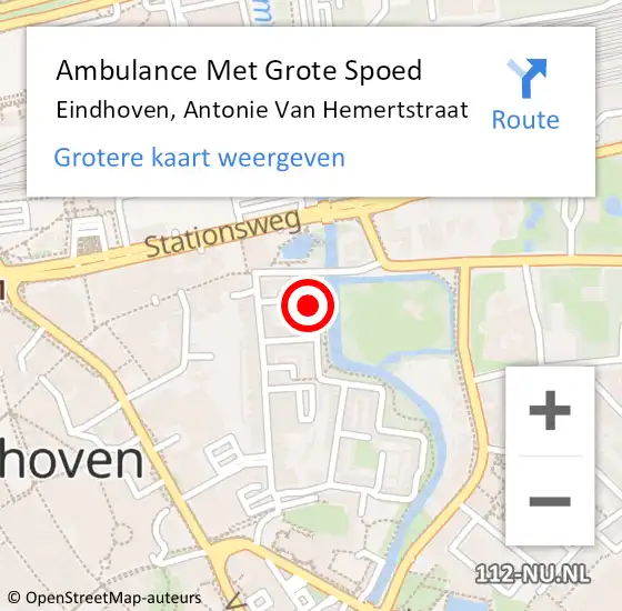 Locatie op kaart van de 112 melding: Ambulance Met Grote Spoed Naar Eindhoven, Antonie Van Hemertstraat op 26 februari 2016 07:58