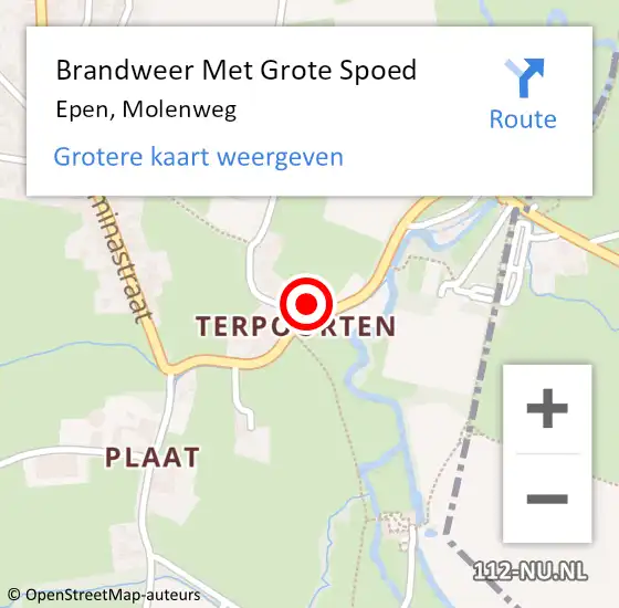 Locatie op kaart van de 112 melding: Brandweer Met Grote Spoed Naar Epen, Molenweg op 26 februari 2016 09:01