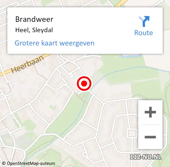 Locatie op kaart van de 112 melding: Brandweer Heel, Sleydal op 7 december 2013 00:34