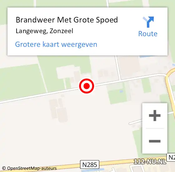 Locatie op kaart van de 112 melding: Brandweer Met Grote Spoed Naar Langeweg, Zonzeel op 26 februari 2016 09:07