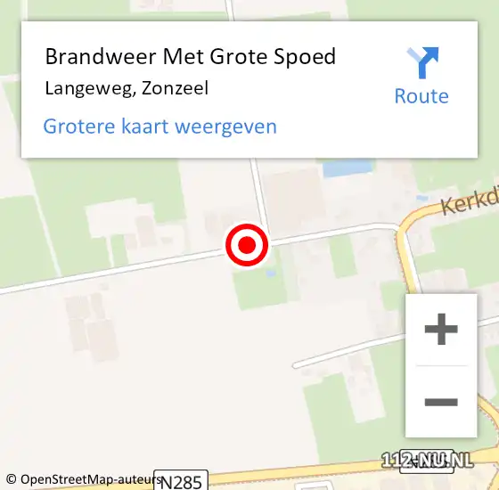 Locatie op kaart van de 112 melding: Brandweer Met Grote Spoed Naar Langeweg, Zonzeel op 26 februari 2016 09:28