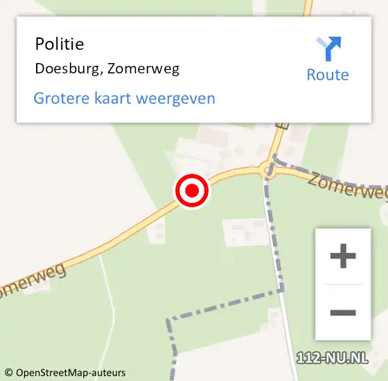 Locatie op kaart van de 112 melding: Politie Doesburg, Zomerweg op 26 februari 2016 09:32