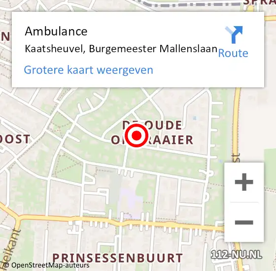 Locatie op kaart van de 112 melding: Ambulance Kaatsheuvel, Burgemeester Mallenslaan op 26 februari 2016 09:36