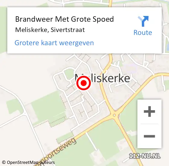 Locatie op kaart van de 112 melding: Brandweer Met Grote Spoed Naar Meliskerke, Sivertstraat op 26 februari 2016 10:24