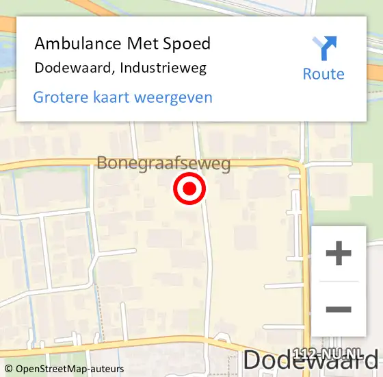 Locatie op kaart van de 112 melding: Ambulance Met Spoed Naar Dodewaard, Industrieweg op 26 februari 2016 10:31