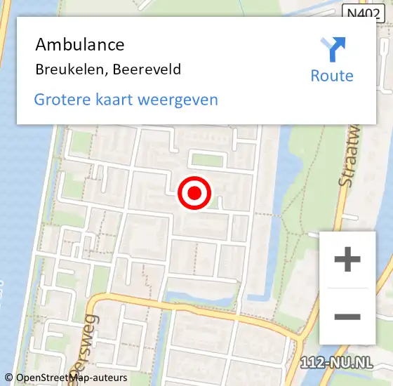 Locatie op kaart van de 112 melding: Ambulance Breukelen, Beereveld op 26 februari 2016 11:13