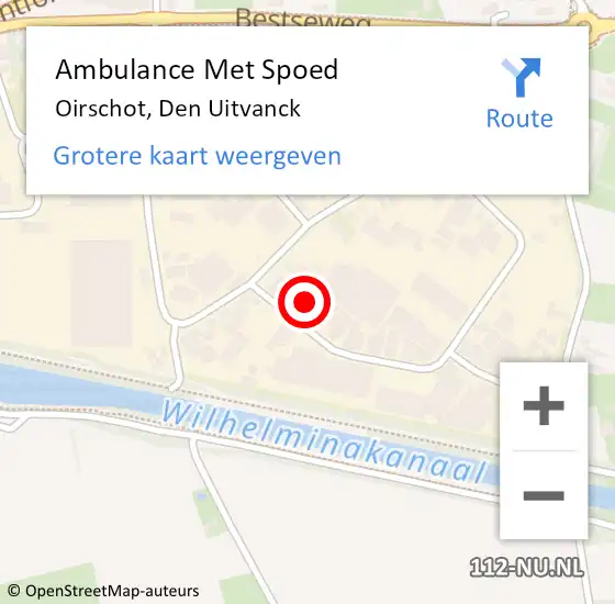 Locatie op kaart van de 112 melding: Ambulance Met Spoed Naar Oirschot, Den Uitvanck op 26 februari 2016 11:16