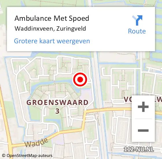 Locatie op kaart van de 112 melding: Ambulance Met Spoed Naar Waddinxveen, Zuringveld op 7 december 2013 01:24