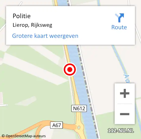 Locatie op kaart van de 112 melding: Politie Lierop, Rijksweg op 26 februari 2016 13:46