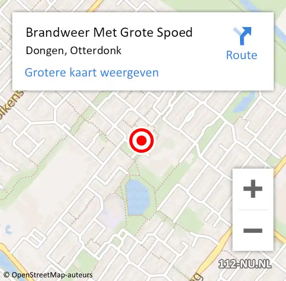 Locatie op kaart van de 112 melding: Brandweer Met Grote Spoed Naar Dongen, Otterdonk op 7 december 2013 01:45