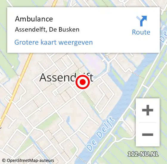 Locatie op kaart van de 112 melding: Ambulance Assendelft, De Busken op 26 februari 2016 15:34