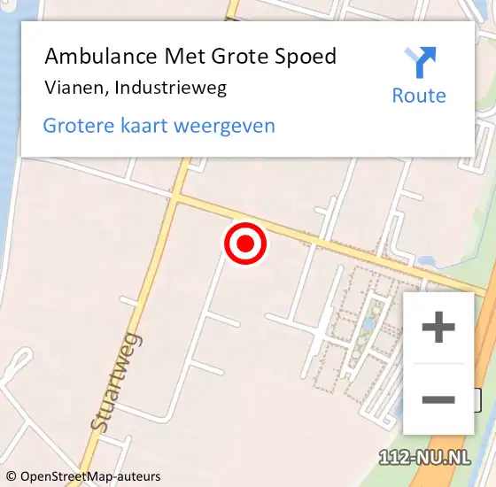 Locatie op kaart van de 112 melding: Ambulance Met Grote Spoed Naar Vianen, Industrieweg op 26 februari 2016 16:27