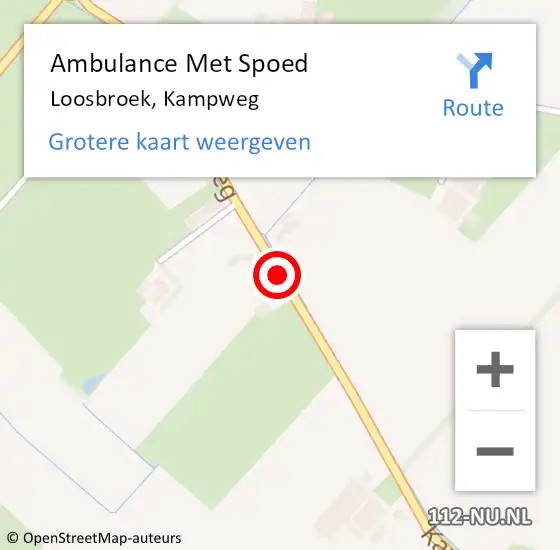 Locatie op kaart van de 112 melding: Ambulance Met Spoed Naar Loosbroek, Kampweg op 26 februari 2016 17:11