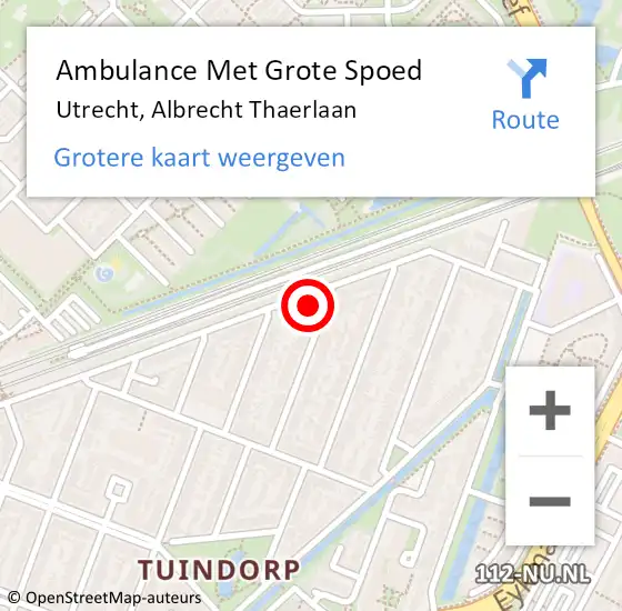 Locatie op kaart van de 112 melding: Ambulance Met Grote Spoed Naar Utrecht, Albrecht Thaerlaan op 26 februari 2016 19:11