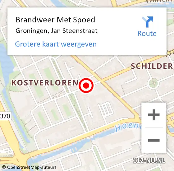 Locatie op kaart van de 112 melding: Brandweer Met Spoed Naar Groningen, Jan Steenstraat op 26 februari 2016 19:28