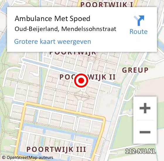 Locatie op kaart van de 112 melding: Ambulance Met Spoed Naar Oud-Beijerland, Mendelssohnstraat op 26 februari 2016 20:52