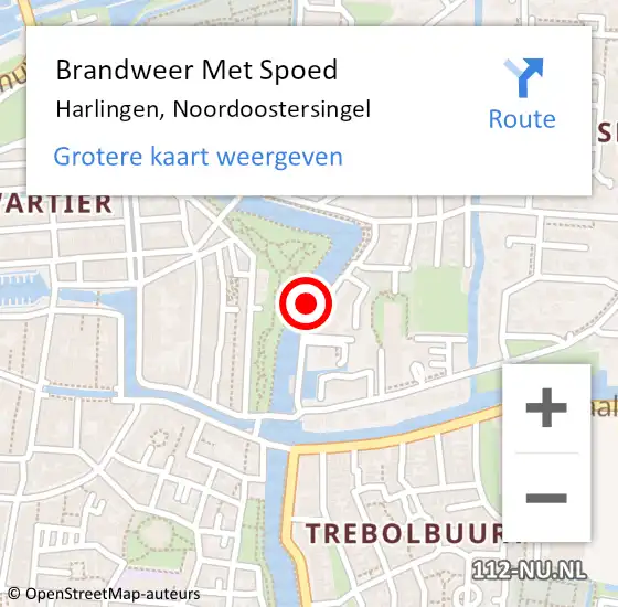 Locatie op kaart van de 112 melding: Brandweer Met Spoed Naar Harlingen, Noordoostersingel op 26 februari 2016 22:15