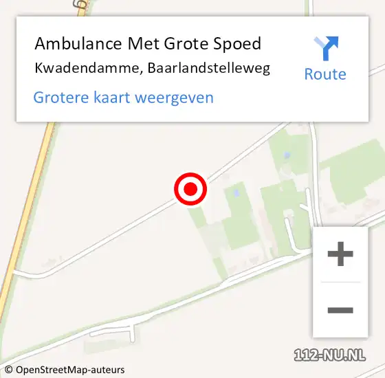Locatie op kaart van de 112 melding: Ambulance Met Grote Spoed Naar Kwadendamme, Baarlandstelleweg op 26 februari 2016 23:14