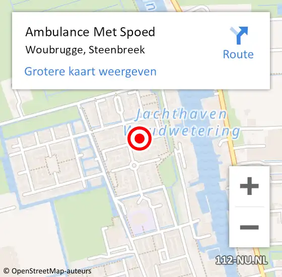 Locatie op kaart van de 112 melding: Ambulance Met Spoed Naar Woubrugge, Steenbreek op 26 februari 2016 23:20