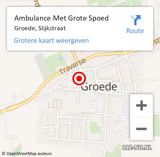 Locatie op kaart van de 112 melding: Ambulance Met Grote Spoed Naar Groede, Slijkstraat op 26 februari 2016 23:50