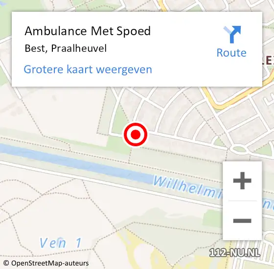 Locatie op kaart van de 112 melding: Ambulance Met Spoed Naar Best, Praalheuvel op 27 februari 2016 00:12