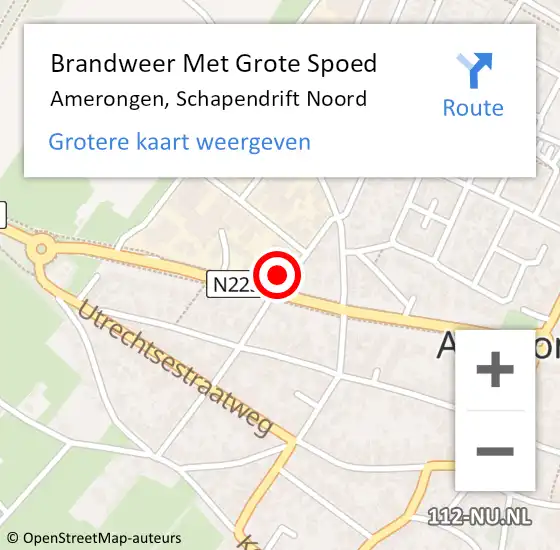 Locatie op kaart van de 112 melding: Brandweer Met Grote Spoed Naar Amerongen, Schapendrift Noord op 27 februari 2016 00:33