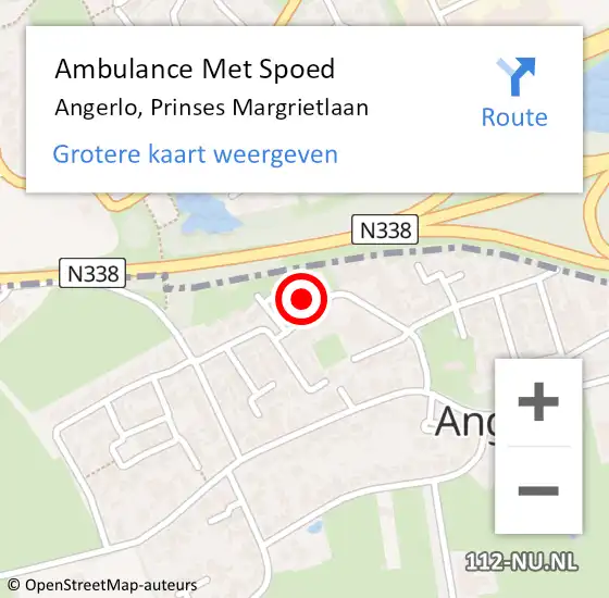 Locatie op kaart van de 112 melding: Ambulance Met Spoed Naar Angerlo, Prinses Margrietlaan op 27 februari 2016 02:06