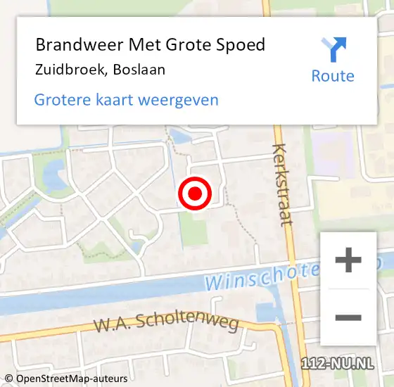 Locatie op kaart van de 112 melding: Brandweer Met Grote Spoed Naar Zuidbroek, Boslaan op 27 februari 2016 02:24