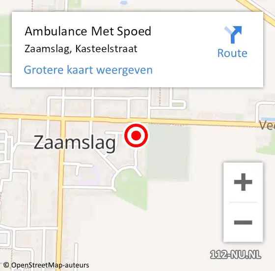 Locatie op kaart van de 112 melding: Ambulance Met Spoed Naar Zaamslag, Kasteelstraat op 27 februari 2016 02:46